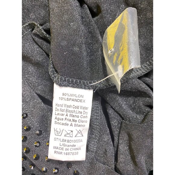 Fashion Nova Sexy Sheer Black Rhinestone Halter Neck Dress Large‎ Bodycon Glam - Picture 8 of 9